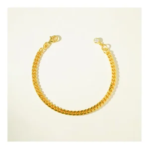 925 Sterling Silver 18K Gold-Plated Figaro Link Hand Chain Chunky Moissanite Bracelet