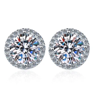 925 Sterling Silver 1CT Moissanite Engagement Stud Earrings