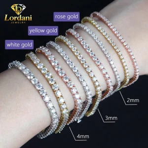 925 Sterling Silver 2mm 3mm 4mm 5mm Moissanite Tennis Chain Bracelet