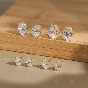 925 Sterling Silver 8A Cubic Zirconia Drop Stud Earrings for Women