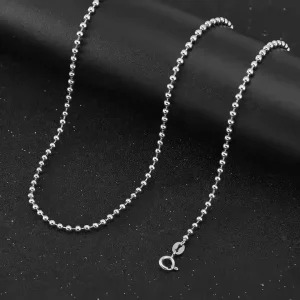 925 Sterling Silver Ball Bead Chain Necklace 1.2 2.0 2.5mm Rhodium Plated