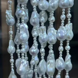 925 Sterling Silver Baroque Natural Freshwater Pearl Necklace for Women