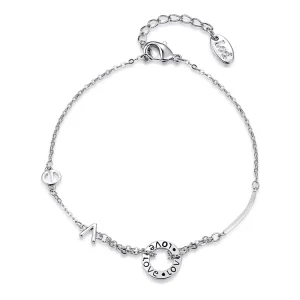 925 Sterling Silver Charm Bracelet with Rhodium Plated Pendant for Women