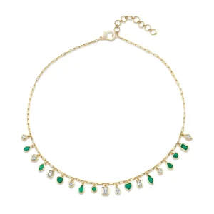 925 Sterling Silver Crystal Charm Paperclip Choker Necklace for Women