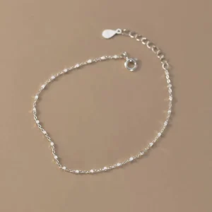 925 Sterling Silver Cube Chain Bracelet for Women Square Station Link Adjustable Bracelet