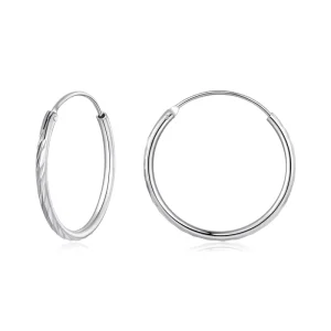 925 Sterling Silver Engraved Hoop Earrings Thread Hoops