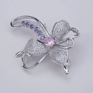 925 Sterling Silver Fine Jewelry CZ Brooches for Women