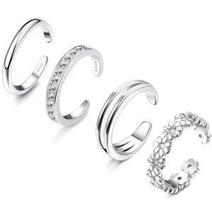 925 Sterling Silver Fitted Stretch Adjustable Open Toe Ring for Beach