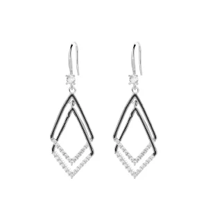 925 Sterling Silver Geometric Diamond-Shaped Earrings for Women