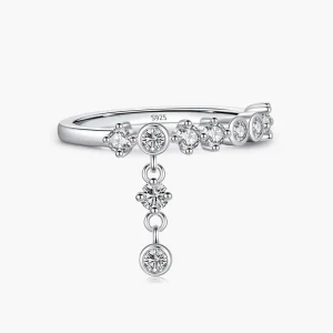 925 Sterling Silver Geometric Zircon Pendant Charms and Rings for Women