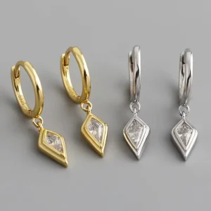 925 Sterling Silver Geometric Zircon Pendant Earrings for Women