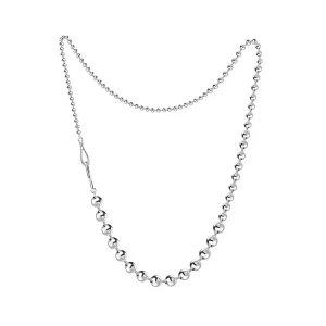 925 Sterling Silver Glossy Ball Bead Chunky Chain Statement Necklace for Women