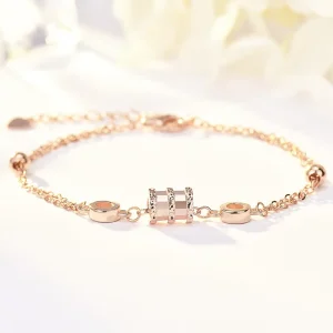 925 Sterling Silver Gold Charm Bracelet for Women