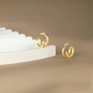 925 Sterling Silver Gold-Plated Cuff Clip-On Earrings for Women and Girls