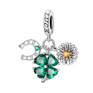 925 Sterling Silver Gold Plated Lucky Blessing Number Pattern Zircon Pendant Charms