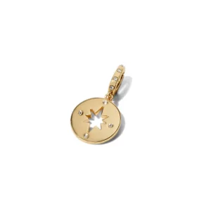 925 Sterling Silver Gold-Plated Starburst Diamond Charm Pendant