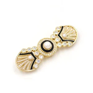 925 Sterling Silver Handmade Enamel Brooch with Natural Freshwater Pearl, Vintage