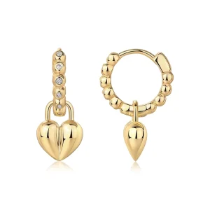 925 Sterling Silver Heart-Shaped Moissanite Pendant Earrings for Women Rhodium Plated