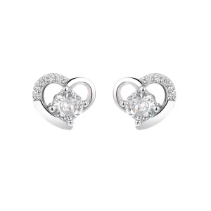 925 Sterling Silver Heart-Shaped Stud Earrings