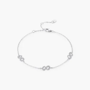 925 Sterling Silver Infinite Love Charm Bracelet, Clear CZ