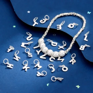 925 Sterling Silver Initial Letter Alphabet Pendant Charm for Necklace Bracelet DIY