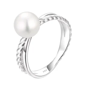 925 Sterling Silver Ladies Engagement Rings New Design Freshwater Pearls Rhodium Plated Diamond Wedding ODM OEM