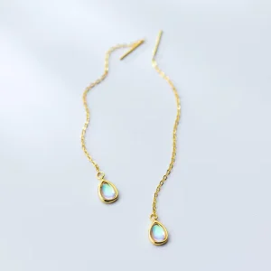 925 Sterling Silver Long Chain Earrings Colorful Water Drop Dangle Earrings for Women Girls Party Fine Jewelry