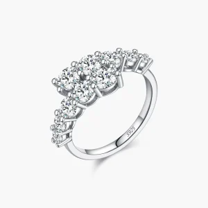 925 Sterling Silver Moissanite Geometric Eternity Band Ring for Women, Wedding Engagement