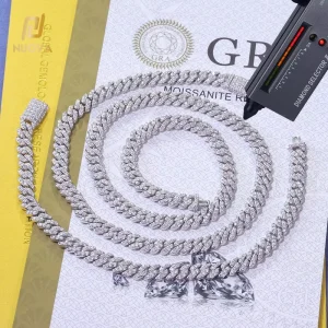 925 Sterling Silver Moissanite Hip Hop Cuban Link Chain Necklace