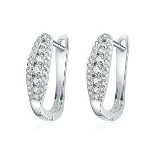925 Sterling Silver Moissanite Huggie Hoop Earrings