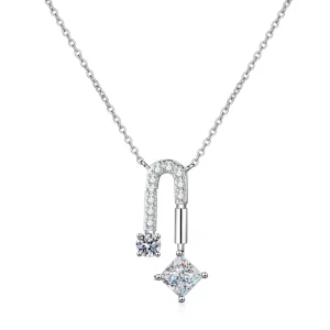 925 Sterling Silver Moissanite Necklace Pendant Chain Choker