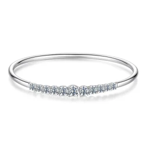 925 Sterling Silver Moissanite Open Elastic Adjustable Bracelet