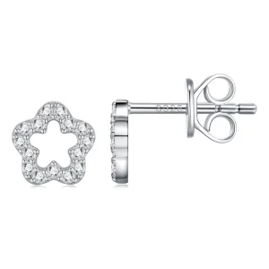 925 Sterling Silver Moissanite Open Flower Stud Earrings S925 Post