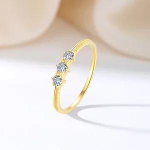 925 Sterling Silver Moissanite Ring Set Custom Zircon 18K Gold for Everyday Wear and Parties
