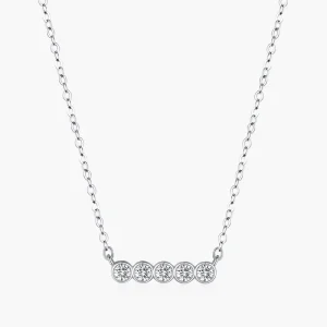 925 Sterling Silver Moissanite Round Link Chain Pendant Necklace for Women