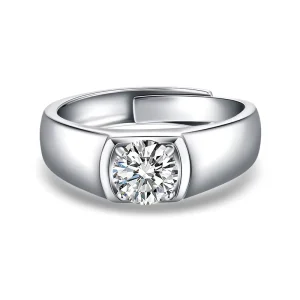 925 Sterling Silver Moissanite Single-Stone Wedding Ring for Women