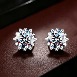925 Sterling Silver Moissanite Stud Earrings for Girls, Anti-Allergy Piercing Jewelry