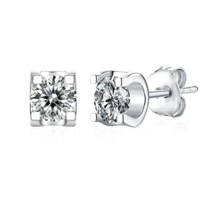 925 Sterling Silver Moissanite Stud Earrings for Women