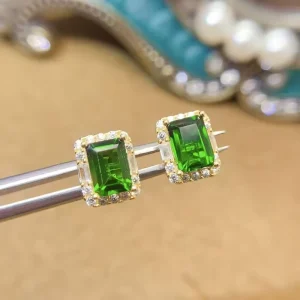 925 Sterling Silver Natural Dopside Earrings