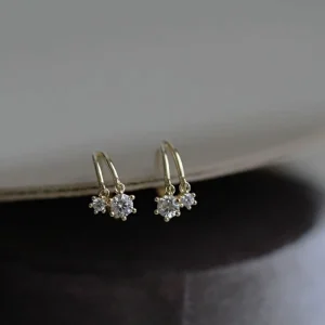 925 Sterling Silver Pair Flexible Zircon Crystal Small Hoop Earrings