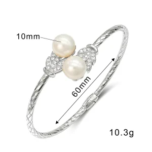 925 Sterling Silver Pearl Bangle Bracelet