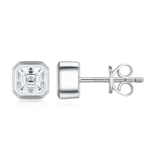 925 Sterling Silver Princess Cut Moissanite Stud Earrings