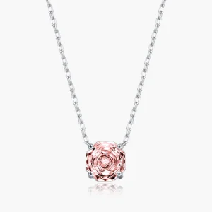 925 Sterling Silver Rose Cut Sunset Color Zircon Pendant Necklace for Women