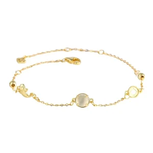 925 Sterling Silver Round Chalcedony Crystal Charm Bracelet