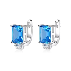 925 Sterling Silver Square CZ Stud Earrings for Women