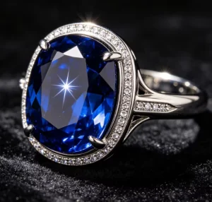 925 Sterling Silver Tanzanite Gemstone Engagement Ring