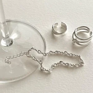 925 Sterling Silver Twisted Link Chain Bracelet for Women