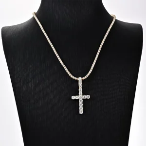 925 Sterling Silver VVS D Color Moissanite Cross Pendant Necklace