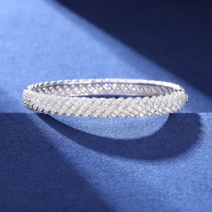 925 Sterling Silver VVS Moissanite Diamond 8mm Twisted Bangle Bracelet