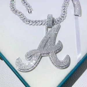 925 Sterling Silver VVS Moissanite Number and Initial Letter Pendant